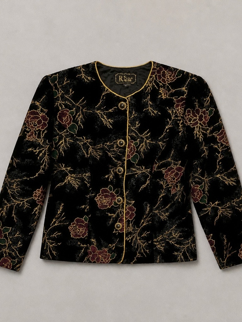 R&K Evening Floral Embroidered Velvet Jacket - Picture 3 of 4